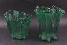 Pre-Loved Vintage Retro Hadeland Jade Glass Vases Sculptures Art X2