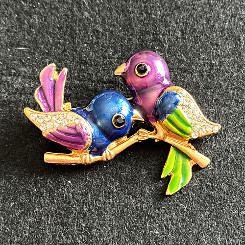Enamel bird brooch pin gold - enamel,