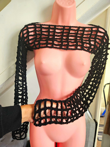 Black acrylic crochet shrug - acrylic,