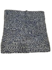 Small Blue Tri Mix Nitted Crochet Blanket Baby Child Doll Armchair Vintage 26"