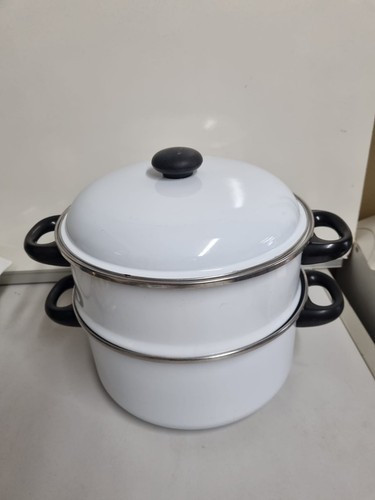 Vintage white enamel two-tier