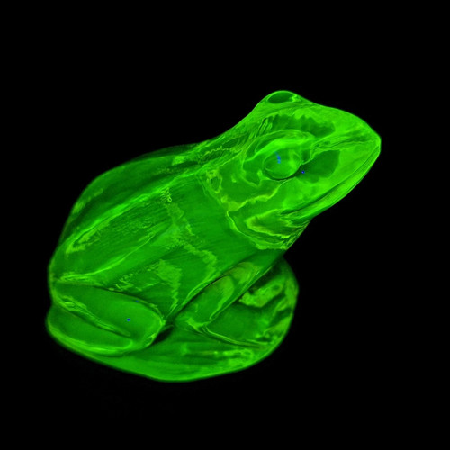 Uranium glass frog art - glass,