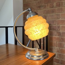 Vintage Art Deco Chrome Desk Table Lamp Light Swan Neck Beehive Shade 20s 30s