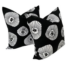 Pair of Black and White Geometric Abstract Scandi Contemporary Cushion Covers