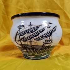 Rare Royal Barum Ware Vintage Nautical Cache Pot C.H. Branham Devon orig sticker