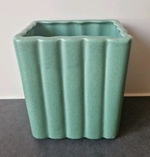Vintage Green Glazed Planter USA Pottery Fluted