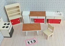 Vintage Barton red and white kitchen with red doors for dolls house  113
