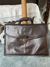 Vintage Leather Briefcase Brown Lockable Key Vannoort Hide Carat Leather 90s