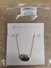 NWOT Kendra Scott Elisa Navy Blue Abalone Pendant Necklace Gold Plated
