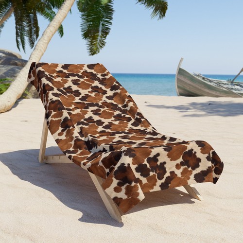 Brown cowhide pattern beach - brown,