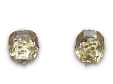 Antique Edwardian Era Sterling Silver Natural Smoky Quartz Screw-Back Earrings