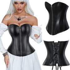 Women Lace Up Overbust Boned Corset Bustier Burlesque Tops Waist Shaper Size6-24
