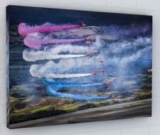 RED ARROWS AIRCRAFT CANVAS PICTURE PRINT WALL ART CHUNKY FRAME