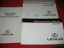1999 LEXUS RX 300 OWNERS MANUAL 99 RX300 OWNER'S