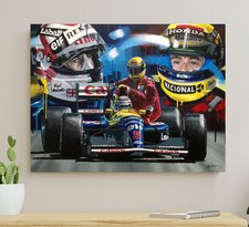 Ayrton Senna  Nigel Mansell 24x18 inch stretched canvas print by Greg Formula 1