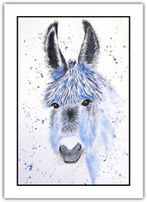 Donkey blue pet watercolour - donkey,