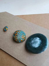 Vintage & preloved buttons - aqua teal,  art deco style, metal & fabric covered