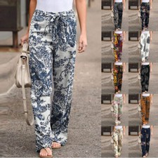 New Womens Cotton Linen Wide