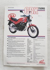 HONDA CBX 250RS-E Motorcycle Sales Spec Leaflet MAR 1984