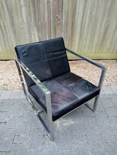 Designer Chrome Chair Cowhide Modern Vintage Retro