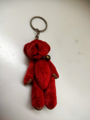 Red velour jointed teddy - red,