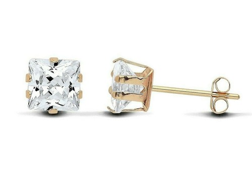 9ct gold simulated diamond - gold,
