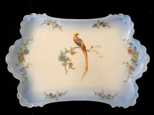 Moritz Zdekauer (MZ) Czechoslovakia china decorative tray-bird & flowers-vintage