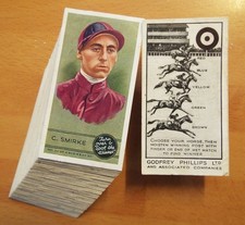 1937 Set Sportsmen Spot the Winner Phillips Cigarette Cards Jockey's Football et