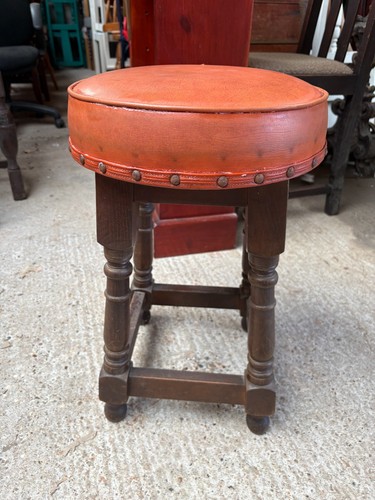 Round wooden pub stool orange - wooden,