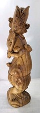 Large Carved Wooden Balinese Musician Sculpture Indonesian Statue See Descript