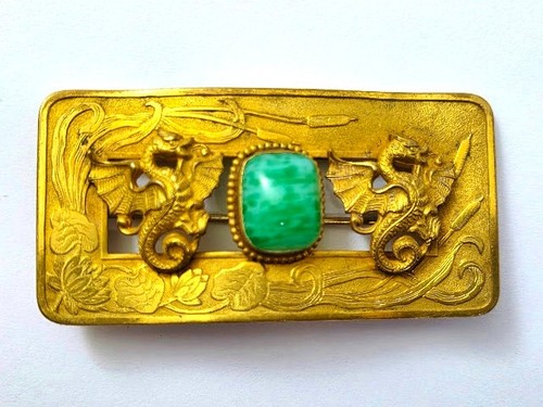 Art nouveau dragon brooch - art,
