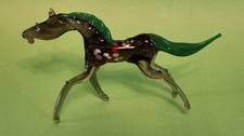 Vintage Handblown Glass Miniature  Horse Standing 6cm Tall