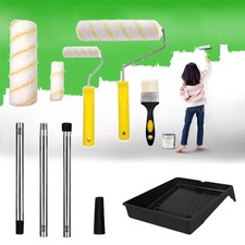 12PCS Paint Roller Kit Home Wall Ceiling Handle Decorating Tool Runner Brush Set