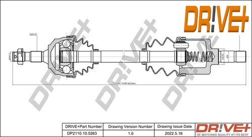 Front left drive - left, shaft