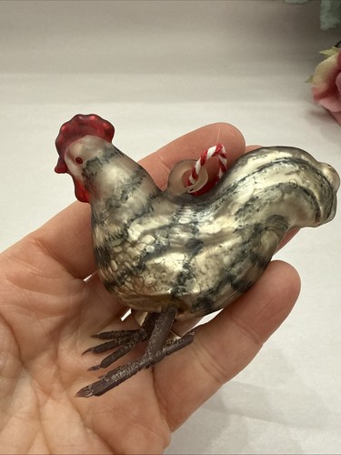 Vtg rooster hen glass - rooster,