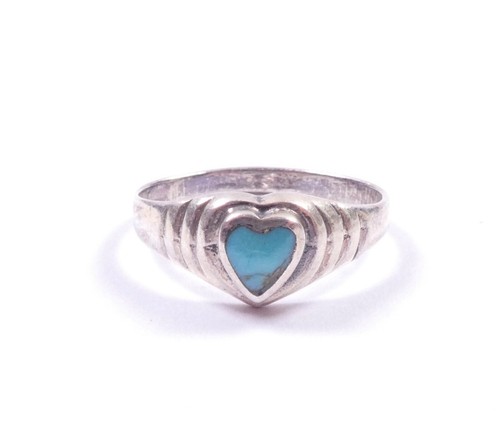 Turquoise ring love heart - ring,