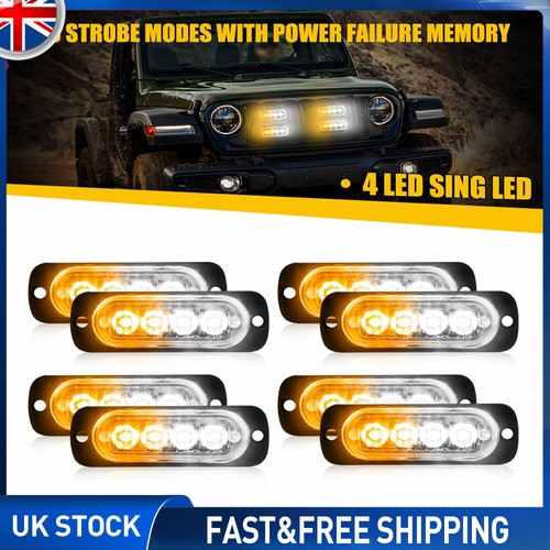 8pcs 4led amber white recovery - 8pcs,