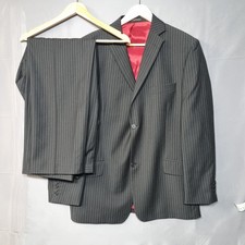 Fcuk Men's Pinstripes Suit 2-Piece Set 44R Black Single Breasted Trousers 36R