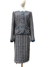 Caroline Charles 2018 Theo French Tweed black white   Skirt jacket Suit  14