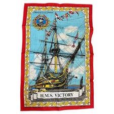 VTG Tea towel H.M.S victory admiral nelson ships 1970s vtg   (10