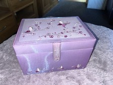 M&S Jewellery Box Lilac Purple Butterfly Floral Shiny 
