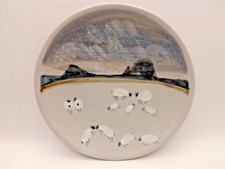 Highland Stoneware Handpainted Landscape and Sheep Wall Plaque