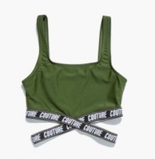 Candy Couture Swimsuit Top In Dark Green - Size 13 Years - New Missing Tags 