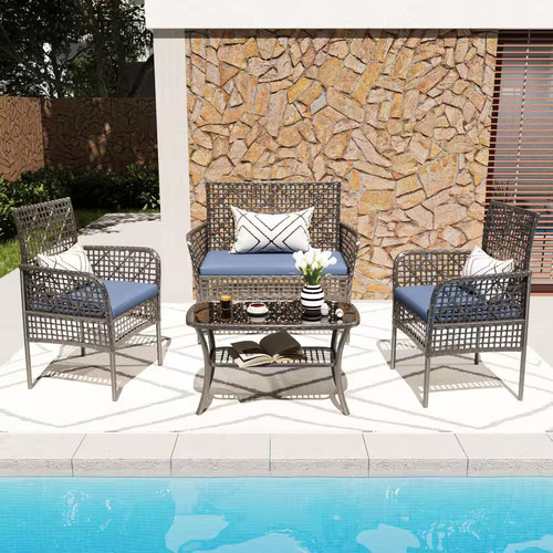Pieces wicker outdoor patio - 4-pieces,