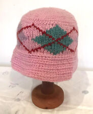 KuSan Pink Argyle Wool Knit Bucket Hat  Hand Made In Nepal