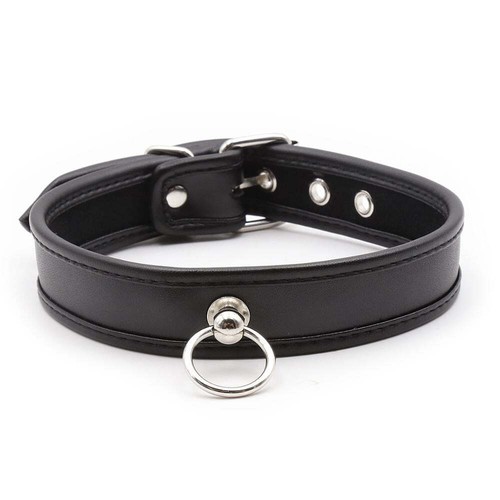 Silver toned fetish collar - silver,