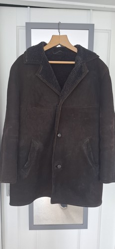 Men vintage sheepskin coat - sheepskin,