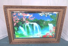 Vintage Illuminated  Waterfall Moving Picture Gold Frame 27" x 20" COLLECTION 