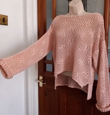 Vtg Look Miss Selfridge Lace Knit Oversized Jumper Size 8 Boho Cottage Core