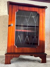 Vintage Dark Wood & Leaded Glass Hi Fi Cabinet/Storage Unit/ Book Case/ Games